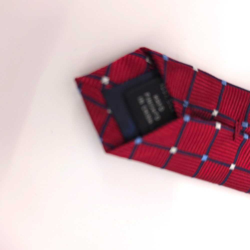 Jos. A. Bank Mens Tie Silk Red Geometric Square Executive Collection Necktie - Picture 6 of 6